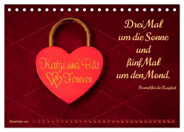 Produktbild: Liebesschl&ouml;sser, Ich liebe Dich (Tischkalender 2026 DIN A5 quer), CALVENDO Monatskalender