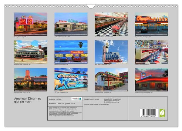Produktbild: American Diner - es gibt sie noch (Wandkalender 2026 DIN A3 quer), CALVENDO Monatskalender