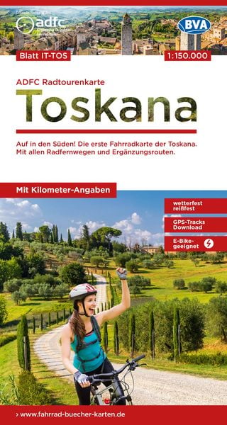 BVA ADFC Radtourenkarte Toskana 1:150.000, Sonstige von , Kompass-Karten, 978-3-96990-182-3