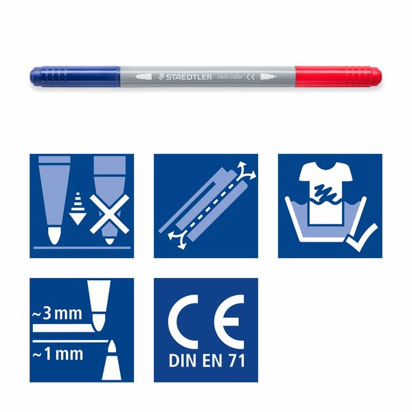 Produktbild: STAEDTLER Schreib- und Zeichbedarf 3280 Doppelfasermaler zweifarbig, 10er Set