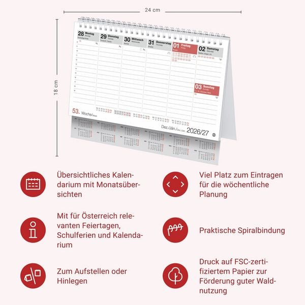 Produktbild: Schreibtischkalender &Ouml;sterreich klein 2027