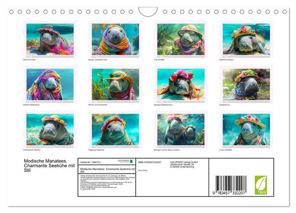 Produktbild: Modische Manatees. Charmante Seek&uuml;he mit Stil (Wandkalender 2026 DIN A4 quer), CALVENDO Monatskalender