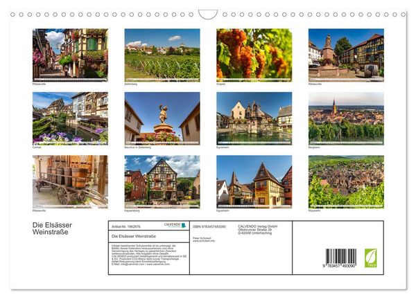 Produktbild: Die Els&auml;sser Weinstra&szlig;e (Wandkalender 2026 DIN A3 quer), CALVENDO Monatskalender