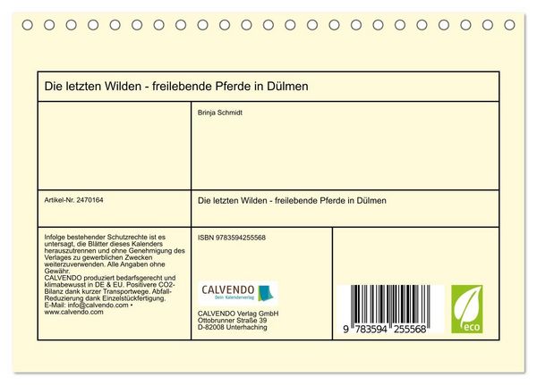 Produktbild: Die letzten Wilden - freilebende Pferde in D&uuml;lmen (Tischkalender 2027 DIN A5 quer), CALVENDO Monatskalender