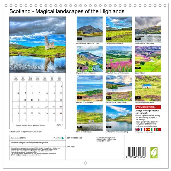 Produktbild: Scotland - Magical landscapes of the Highlands (Wall Calendar 2027 12 &times; 12 Inch) CALVENDO 12 Month Wall Calendar