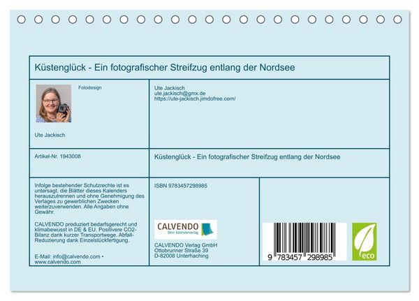 Produktbild: K&uuml;stengl&uuml;ck - Ein fotografischer Streifzug entlang der Nordsee (Tischkalender 2026 DIN A5 quer), CALVENDO Monatskalender