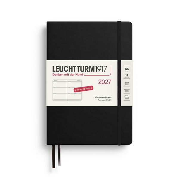Produktbild: Wochenkalender Medium (A5) 2027, Schwarz, Deutsch