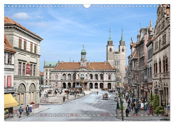Produktbild: Sachsen-Anhalt - Orte zur Kaiserzeit in Farbe - Fotos restauriert und koloriert (Wandkalender 2026 DIN A3 quer), CALVENDO Monatskalender