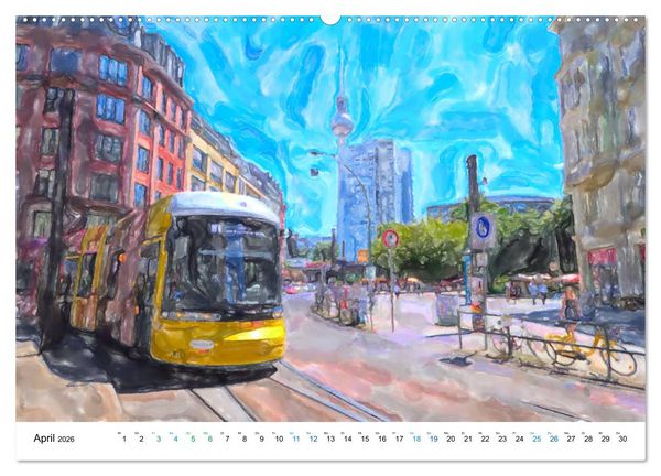 Produktbild: Berlin - Stadtansichten im Aquarell-Design (hochwertiger Premium Wandkalender 2026 DIN A2 quer), Kunstdruck in Hochglanz