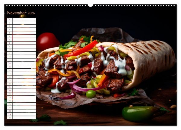 Produktbild: Fastfood &Auml;sthetik (hochwertiger Premium Wandkalender 2026 DIN A2 quer), Kunstdruck in Hochglanz