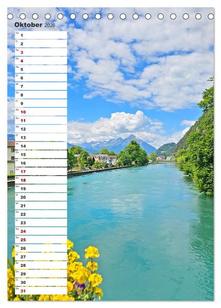 Produktbild: Schweizer Ansichten - Berge, Fl&uuml;sse und Seen in der Schweiz (Tischkalender 2026 DIN A5 hoch), CALVENDO Monatskalender