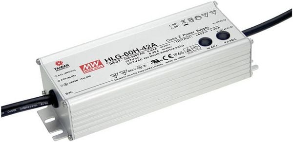 MEAN WELL HLG-60H-24A LED-Treiber, LED-Trafo Konstantspannung, Konstantstrom 60 W 2.5 A 24 V/DC PFC-Schaltkreis, Überlastschutz, einstellbar 1 St.