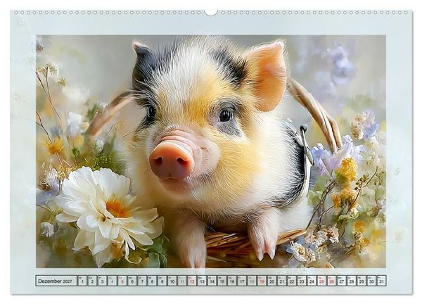 Produktbild: Mini-Schweinchen. Herzensbrecher im Garten (hochwertiger Premium Wandkalender 2027 DIN A2 quer), Kunstdruck in Hochglanz