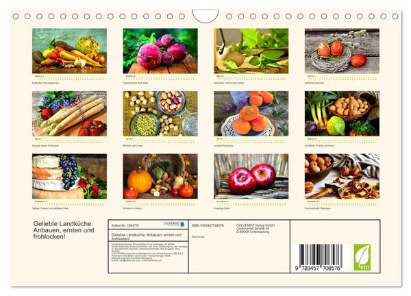 Produktbild: Geliebte Landk&uuml;che. Anbauen, ernten und frohlocken! (Wandkalender 2026 DIN A4 quer), CALVENDO Monatskalender