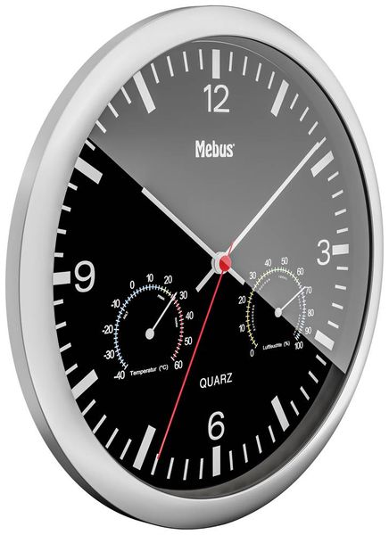 Produktbild: Mebus 56731 Quarz Wanduhr 25cm x 40mm Silber