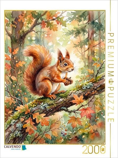 CALVENDO Puzzle Das Eichhörnchen | 2000 Teile Lege-Größe 90 × 67 cm Foto-Puzzle für glückliche Stunden