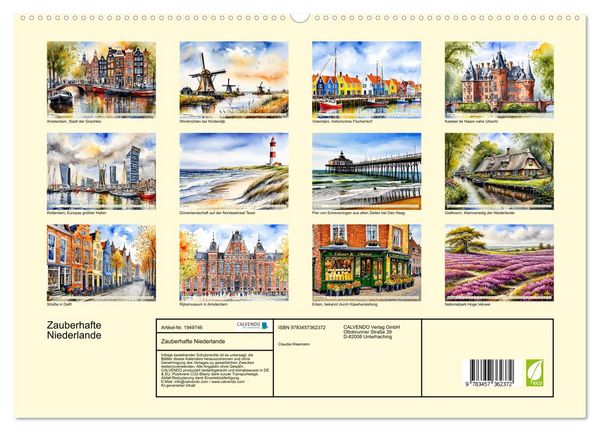 Produktbild: Zauberhafte Niederlande (hochwertiger Premium Wandkalender 2026 DIN A2 quer), Kunstdruck in Hochglanz