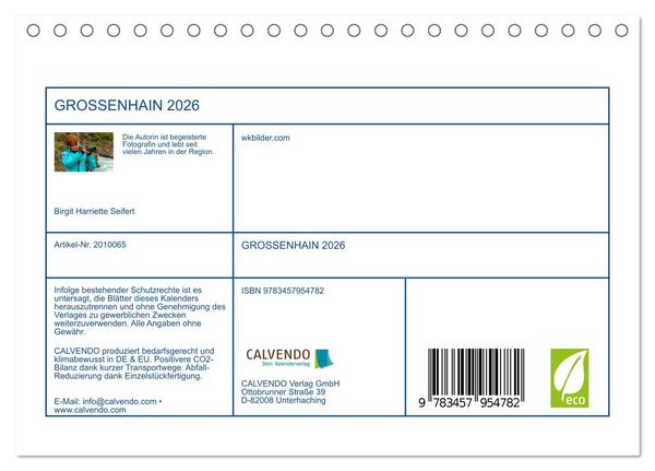 Produktbild: GROSSENHAIN 2026 (Tischkalender 2026 DIN A5 quer), CALVENDO Monatskalender