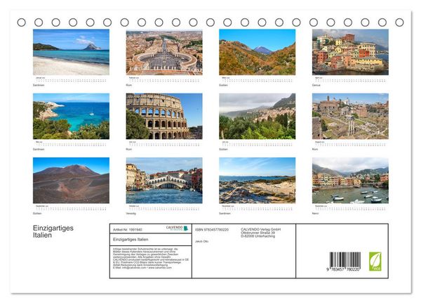 Produktbild: Einzigartiges Italien (Tischkalender 2026 DIN A5 quer), CALVENDO Monatskalender