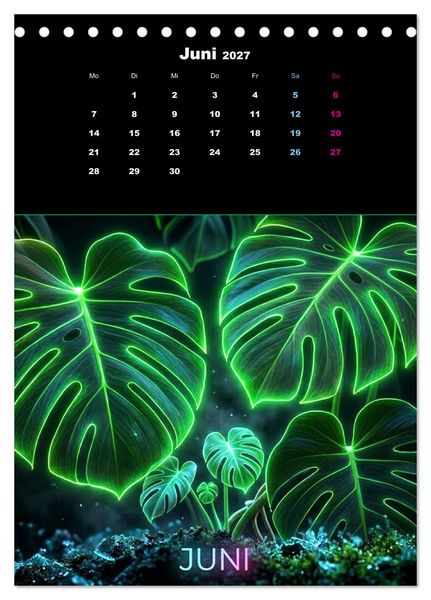 Produktbild: Neon Botanicals - Flora im Lichtrausch (Tischkalender 2027 DIN A5 hoch), CALVENDO Monatskalender