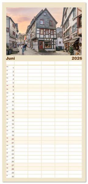 Produktbild: Familienplaner 2026 - Monschau Impressionen mit 5 Spalten (Wandkalender, 21 x 45 cm) CALVENDO