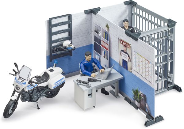 Produktbild: bruder 62732 bworld Polizeistation mit Polizeimotorrad und 2 Figuren