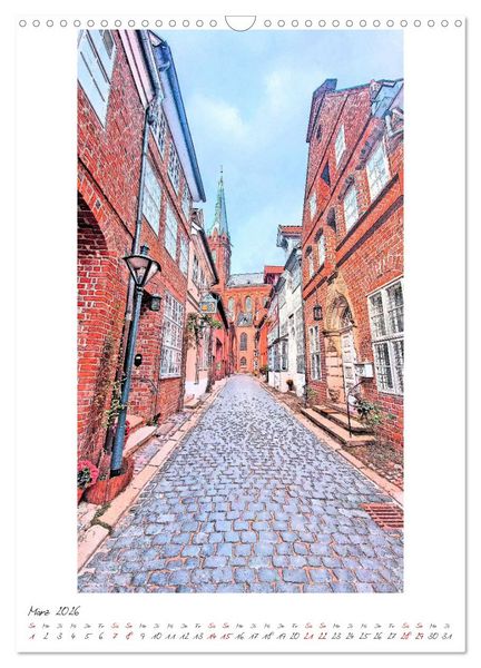 Produktbild: Idyllisches L&uuml;neburg. Historische Fassaden und Giebel der Salz- und Hansestadt (Wandkalender 2026 DIN A3 hoch), CALVENDO Monatskalender