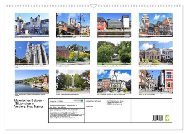 Produktbild: Malerisches Belgien - Stippvisiten in Verviers, Huy, Namur (Wandkalender 2026 DIN A2 quer), CALVENDO Monatskalender