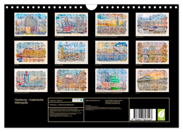 Produktbild: Hamburg - malerische Metropole (Wandkalender 2026 DIN A4 quer), CALVENDO Monatskalender