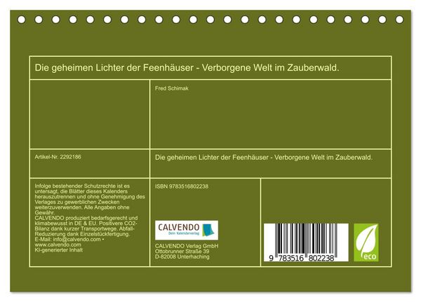 Produktbild: Die geheimen Lichter der Feenh&auml;user - Verborgene Welt im Zauberwald. (Tischkalender 2027 DIN A5 quer), CALVENDO Monatskalender