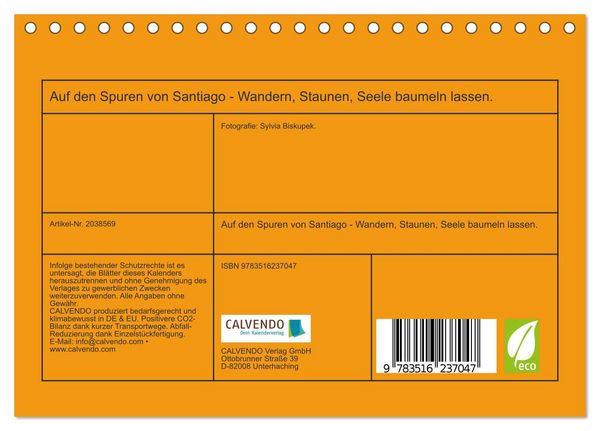 Produktbild: Auf den Spuren von Santiago - Wandern, Staunen, Seele baumeln lassen. (Tischkalender 2026 DIN A5 quer), CALVENDO Monatskalender