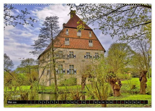 Produktbild: M&uuml;nsterland Romantik - Romantische Schl&ouml;sser und Wasserburgen (hochwertiger Premium Wandkalender 2026 DIN A2 quer), Kunstdruck in Hochglanz
