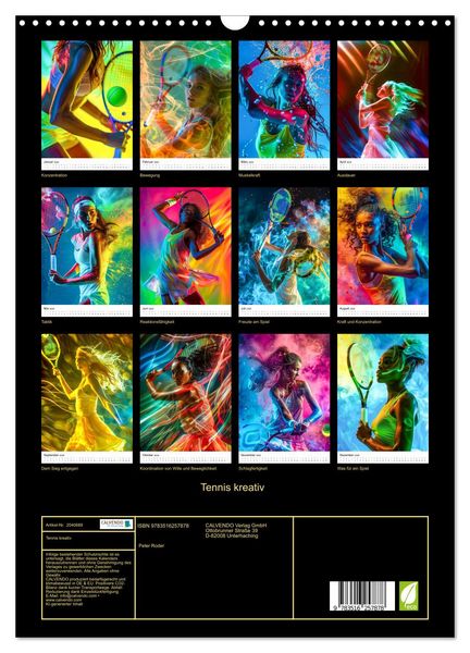 Produktbild: Tennis kreativ (Wandkalender 2026 DIN A3 hoch), CALVENDO Monatskalender
