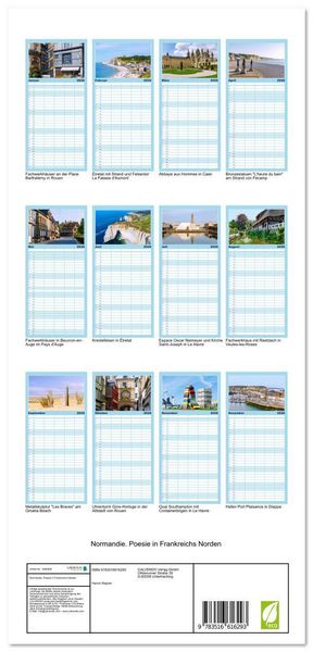 Produktbild: Familienplaner 2026 - Normandie. Poesie in Frankreichs Norden mit 5 Spalten (Wandkalender, 21 x 45 cm) CALVENDO
