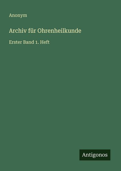 Produktbild: Archiv f&uuml;r Ohrenheilkunde