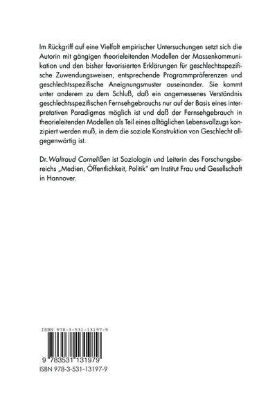 Produktbild: Fernsehgebrauch und Geschlecht