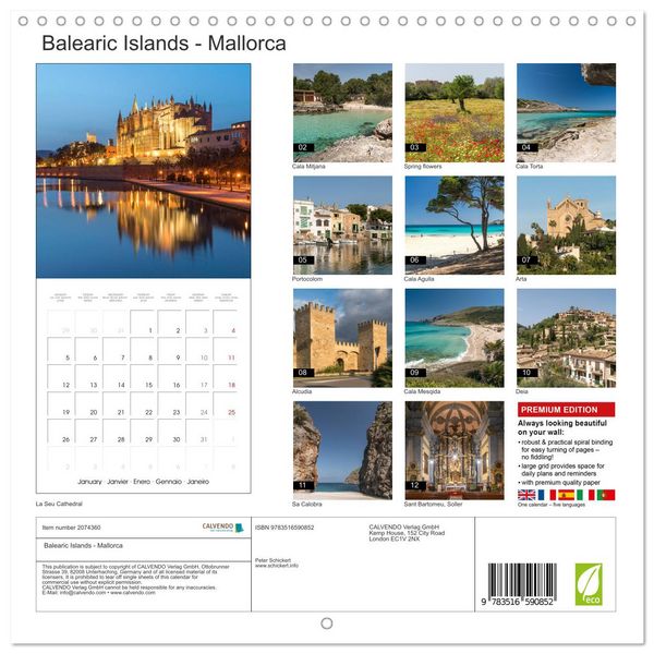 Produktbild: Balearic Islands - Mallorca (Wall Calendar 2026 12 &times; 12 Inch) CALVENDO 12 Month Wall Calendar