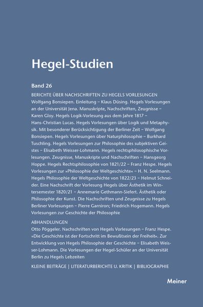 Produktbild: Hegel-Studien Band 26