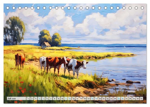 Produktbild: Landleben an der Ostsee - Alte Zeiten zwischen Meer und Bodden (Tischkalender 2026 DIN A5 quer), CALVENDO Monatskalender