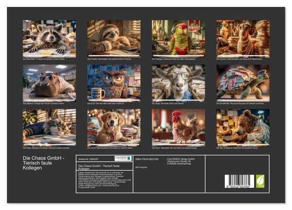 Produktbild: Die Chaos GmbH - Tierisch faule Kollegen (hochwertiger Premium Wandkalender 2026 DIN A2 quer), Kunstdruck in Hochglanz