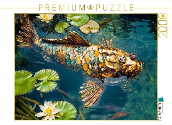 Produktbild: CALVENDO Puzzle Metall-Koi im Teich: Stilvolle Gartendekoration f&uuml;r Wasserliebhaber | 2000 Teile Lege-Gr&ouml;&szlig;e 90x67cm Foto-Puzzle f&uuml;r gl&uuml;ckliche Stunden