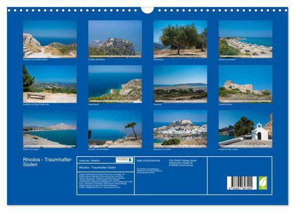Produktbild: Rhodos - Traumhafter S&uuml;den (Wandkalender 2026 DIN A3 quer), CALVENDO Monatskalender