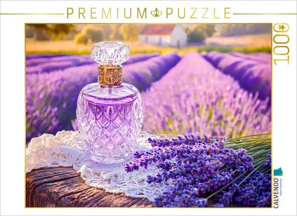 CALVENDO Puzzle Lavendelparfum vor Blütenfeld im Sonnenlicht | 1000 Teile Lege-Größe 64x48cm Foto-Puzzle für glückliche Stunden