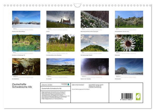 Produktbild: Zauberhafte Schw&auml;bische Alb (Wandkalender 2026 DIN A3 quer), CALVENDO Monatskalender