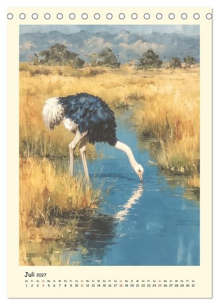 Produktbild: Strau&szlig;e. Afrikas gro&szlig;e Laufv&ouml;gel in Aquarelloptik (Tischkalender 2027 DIN A5 hoch), CALVENDO Monatskalender