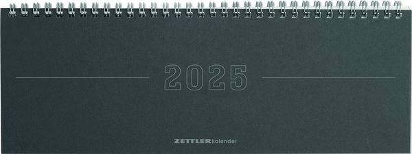 Tisch-Querkalender Papyrus Grau 2025 - Büro-Planer 29,7x10,5 cm - Tisch-Kalender - 1 Woche 2 Seiten - Ringbindung - Zett