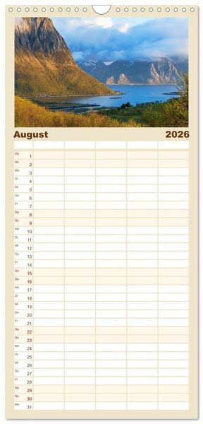 Produktbild: Familienplaner 2026 - Lofoten - Norwegische Trauminseln mit 5 Spalten (Wandkalender, 21 x 45 cm) CALVENDO