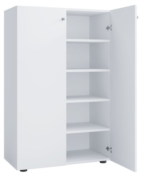 Holz-Schuhschrank | Maße: H. 110 x B. 70 x T. 39 cm | Allzweckschrank | 5 Fächer | 2 Drehtüren– Lona