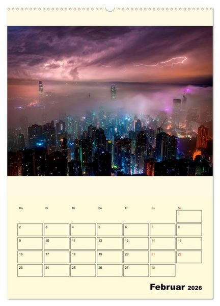 Produktbild: Metropolen im Gewitter (hochwertiger Premium Wandkalender 2026 DIN A2 hoch), Kunstdruck in Hochglanz