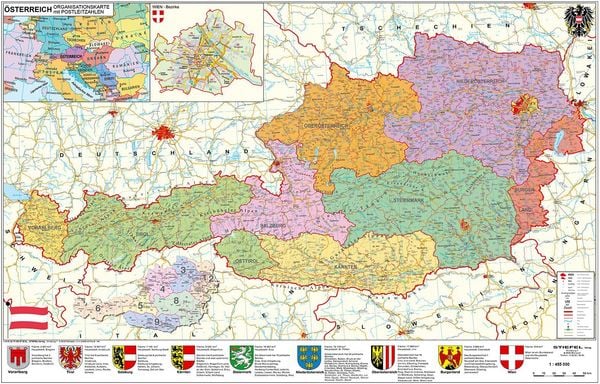 Produktbild: &Ouml;sterreich politisch - PLZ- und Organisationskarte